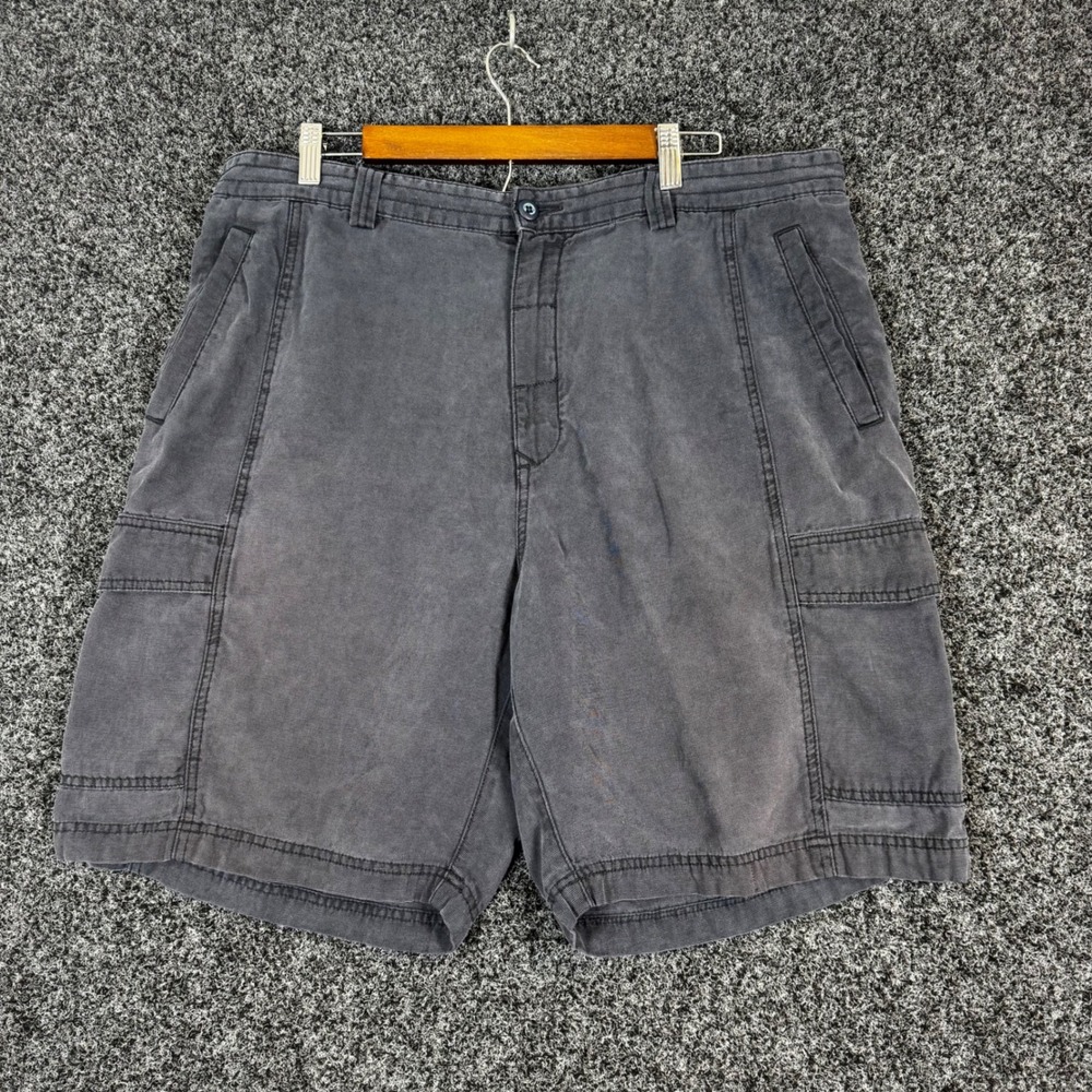 Tommy Bahama Relax Mens 38 Gray Cargo Shorts Tencel Cotton Blend Casual Outdoor
